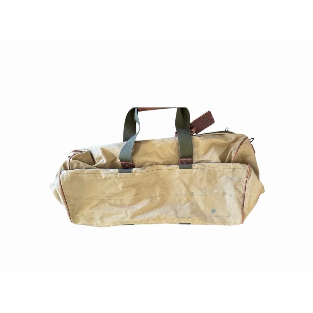The North Face Leather Canvas Duffle Bag Tan Brown Vintage USA 29x18‎ Vtg
